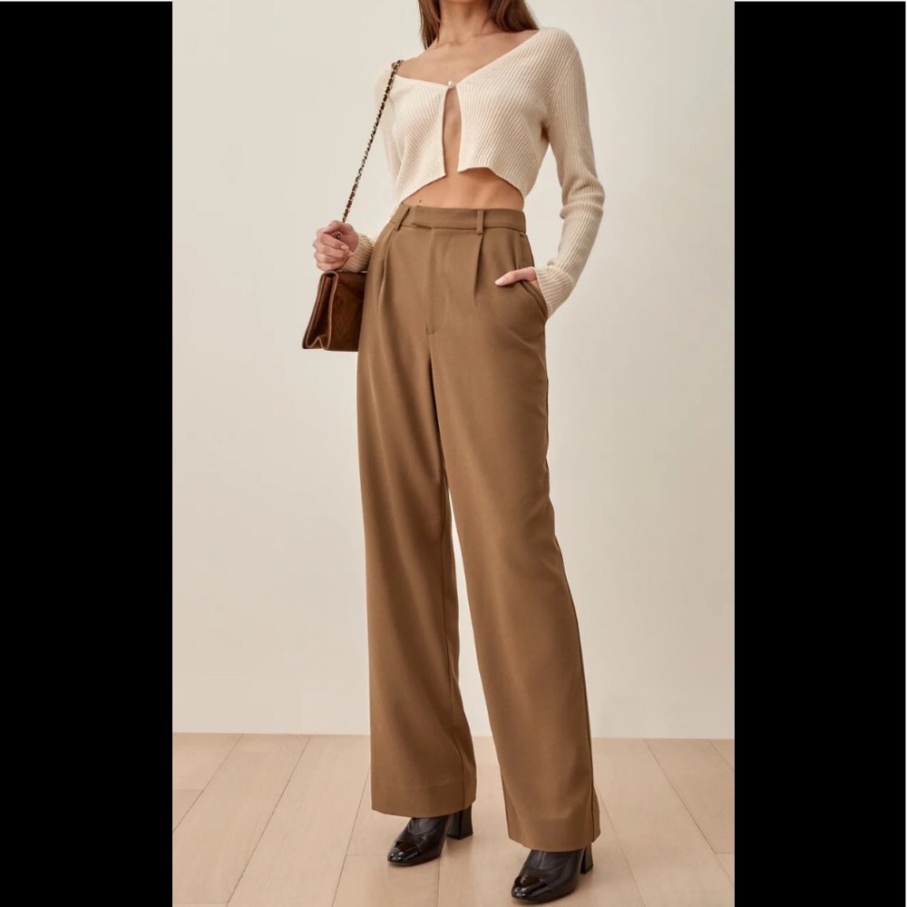 Elegant Tan Wide-Leg Women's Pants